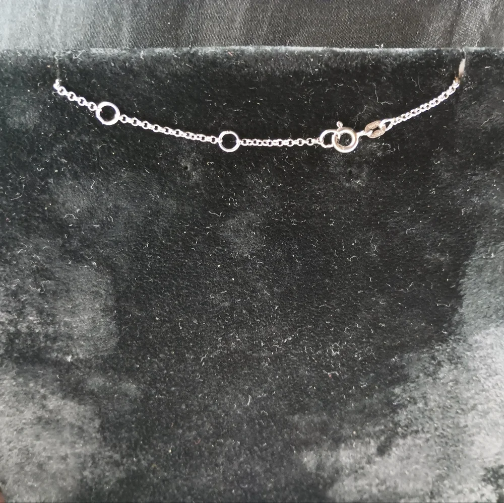 Rhodium Plated/Sterling Silver Round Diamond Simulant Pendant - Picture 5 of 6